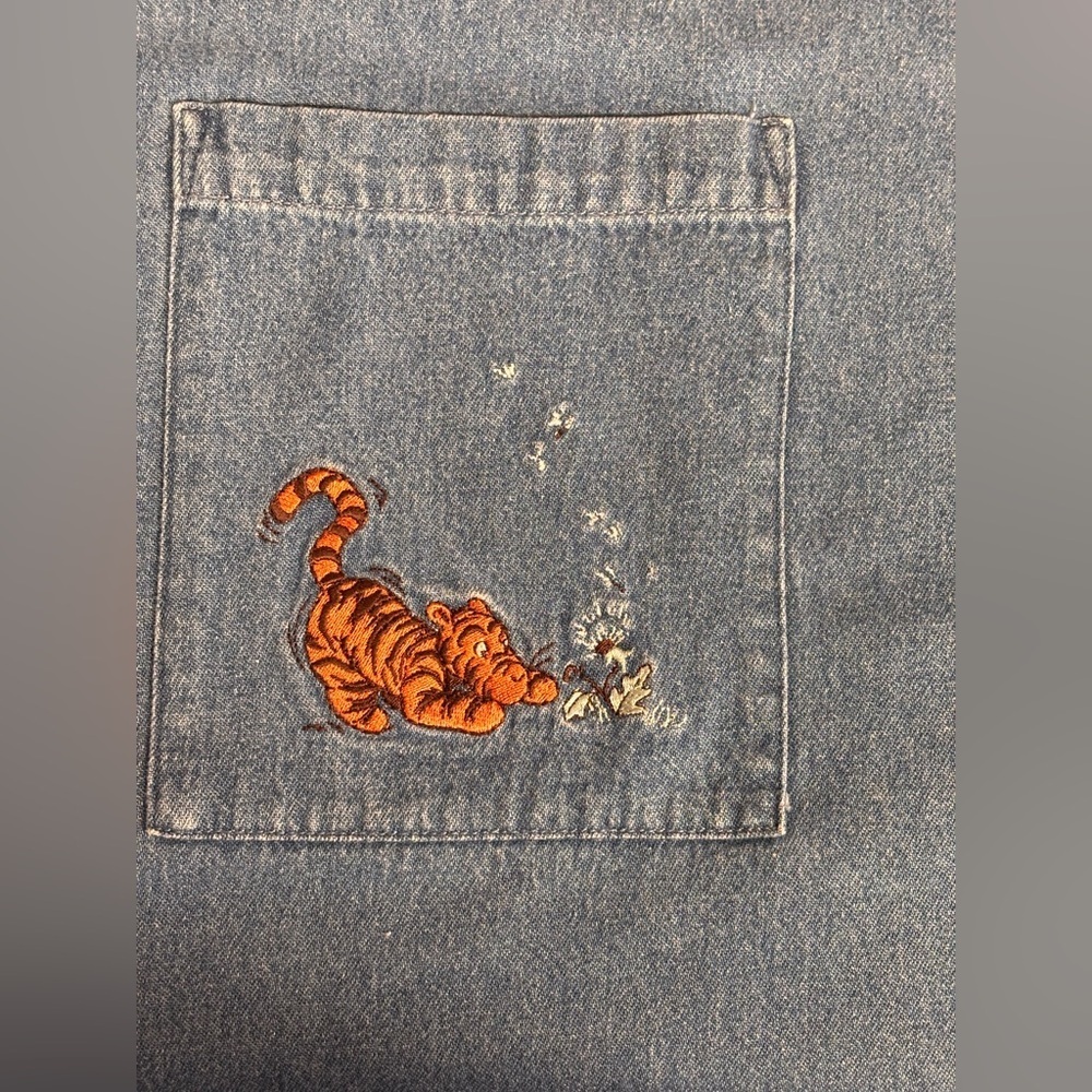 Vintage Winnie The Pooh & Tigger Denim Jumper Dress No Size Tag - Picture 5 of 8